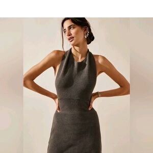 Elegant Gray Halter Dress